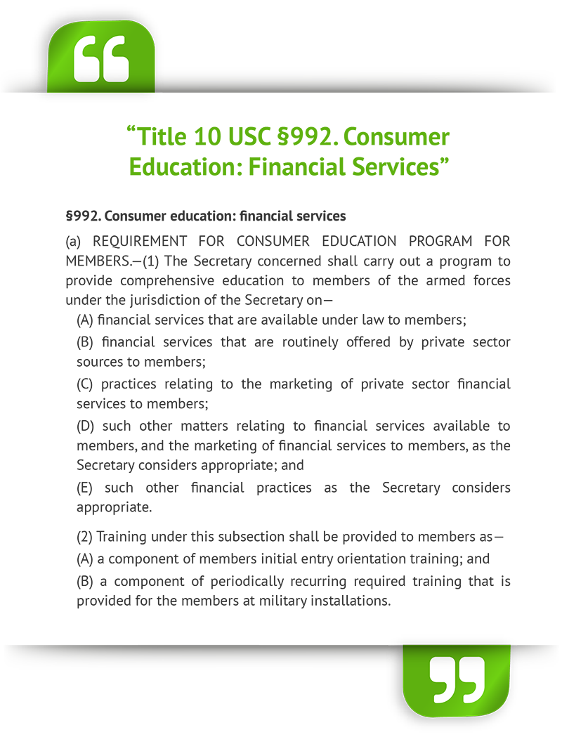 Suggestions for Military Financial Readiness Assets