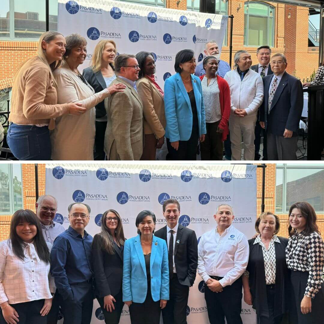 At celebrartion for merger with Pasadena Service federal credit union Contributions to California communities provided by Financial Education Advocate Pasadena Federal Credit Union