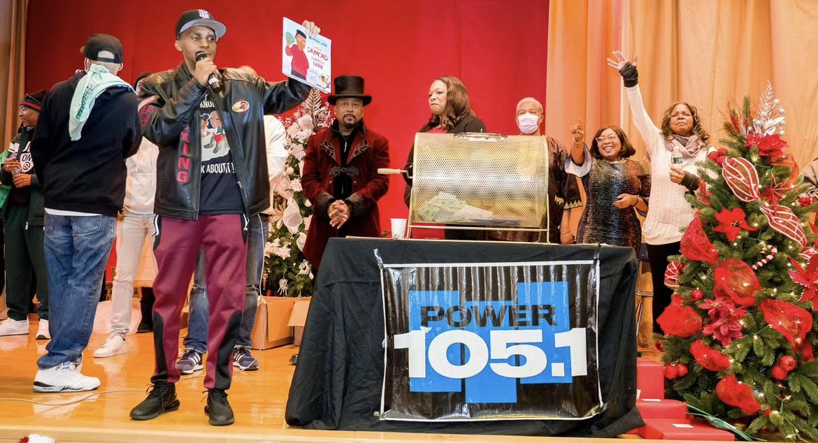 Charles Fisher5-2 narrow Community Champion Charles Fisher at the The 10th annual Hip-Hop Xmas Party in 2023