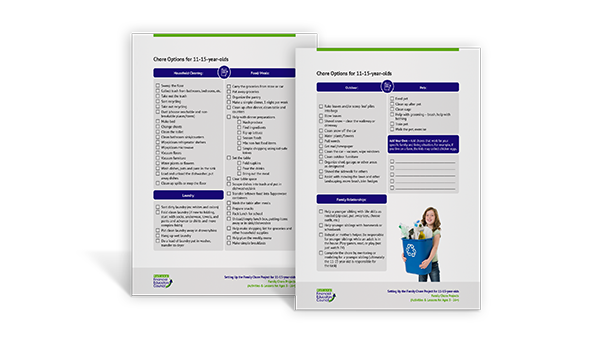 Family Household Chores, Ages 11-15