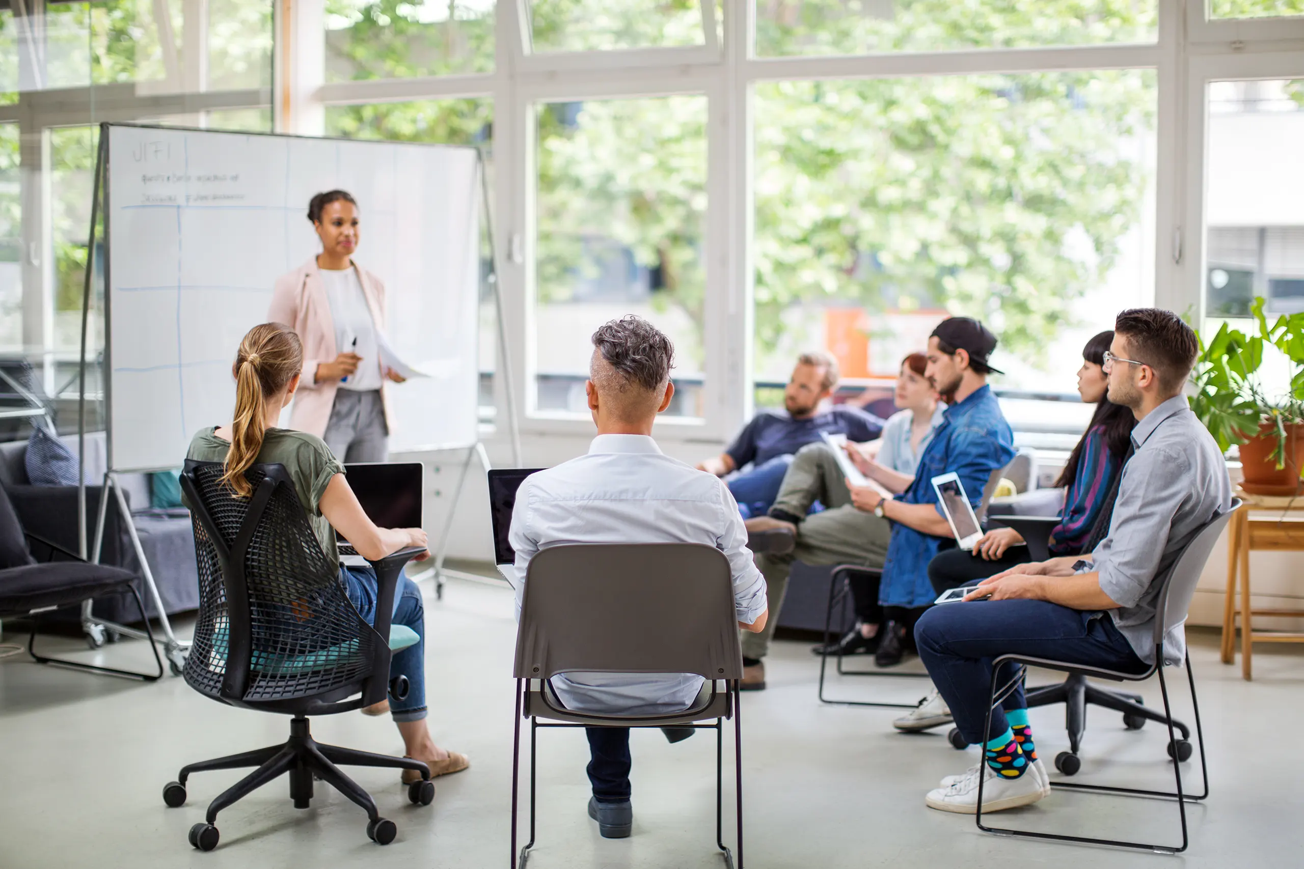 Diverse group of people in meeting setting