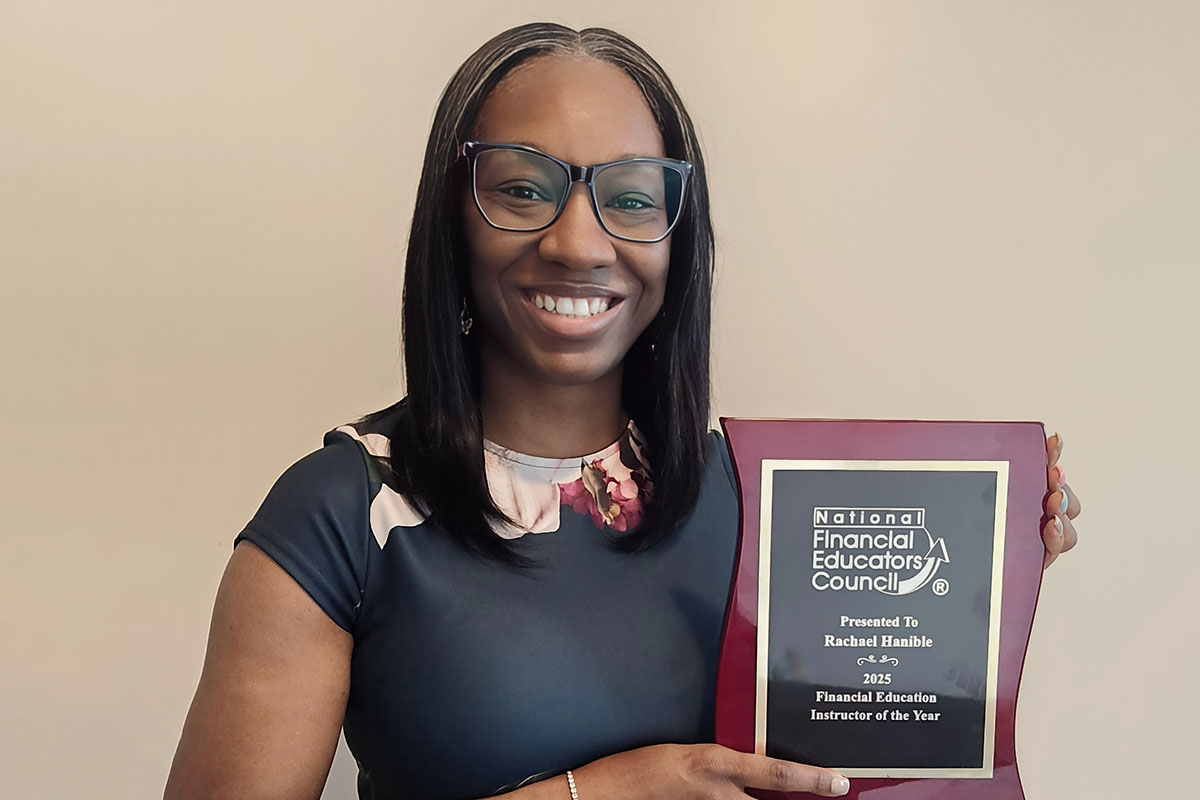 Rachael Hanible NFEC 2025 Financial Education Instructor of the Year with Award