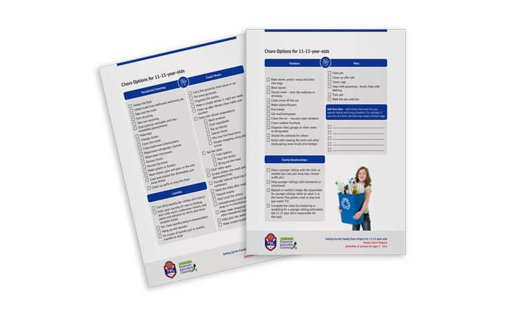 Family Household Chores, Ages 11-15