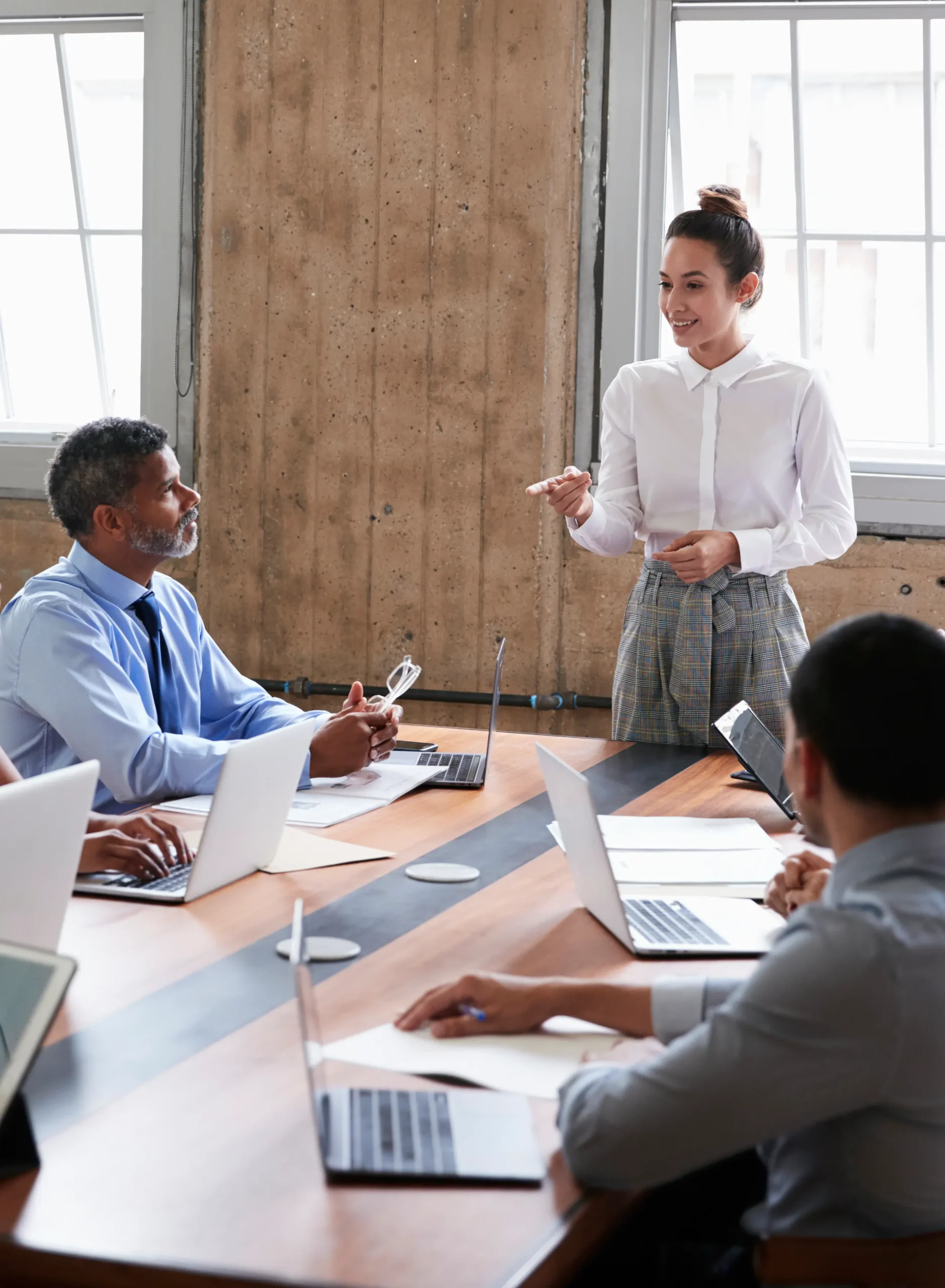 professionals having a meeting around a table