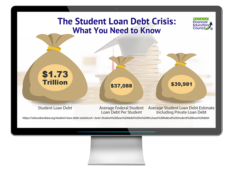 The impact of the student debt crisis in total debt and average debt per student.